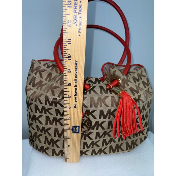 Michael Kors Canvas & Leather Tassel Shoulder Bag - Cream/Brown - EUC - Picture 14 of 17